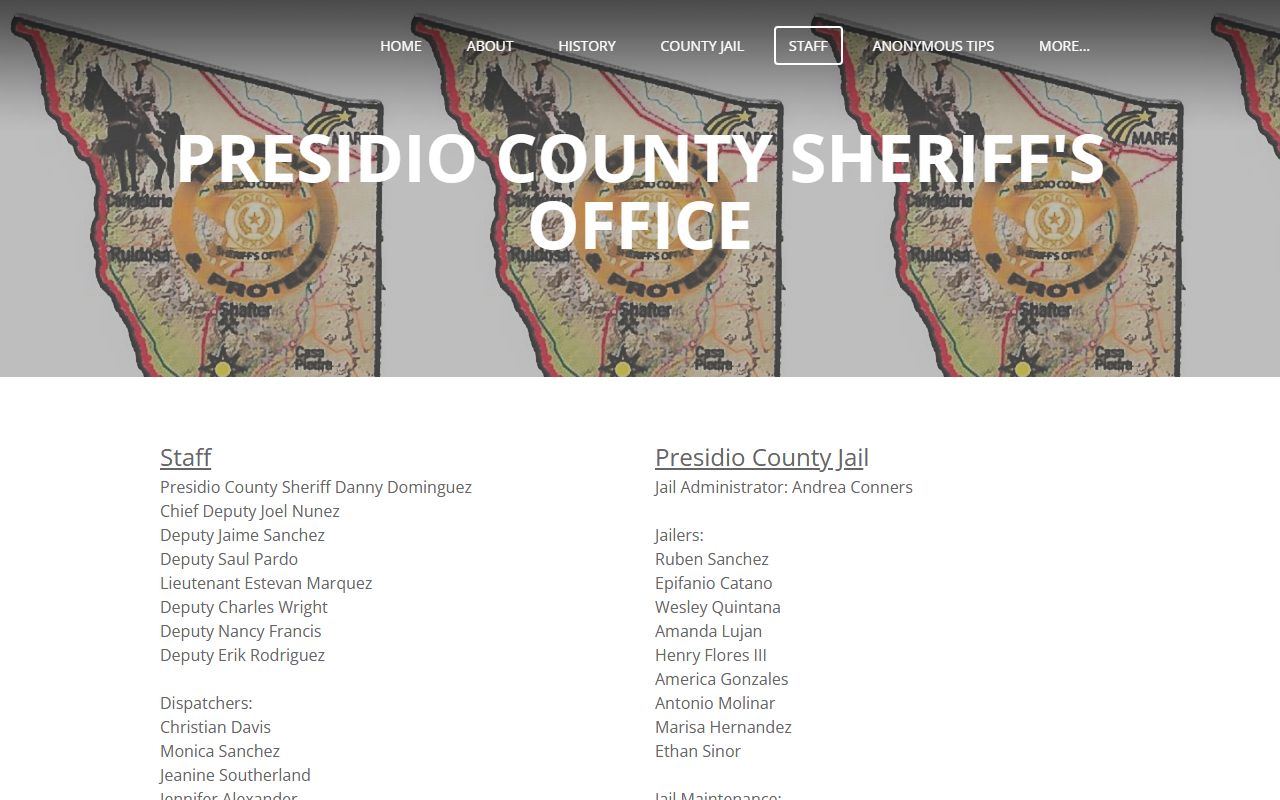 Presidio County Jail staff and jail administrator source