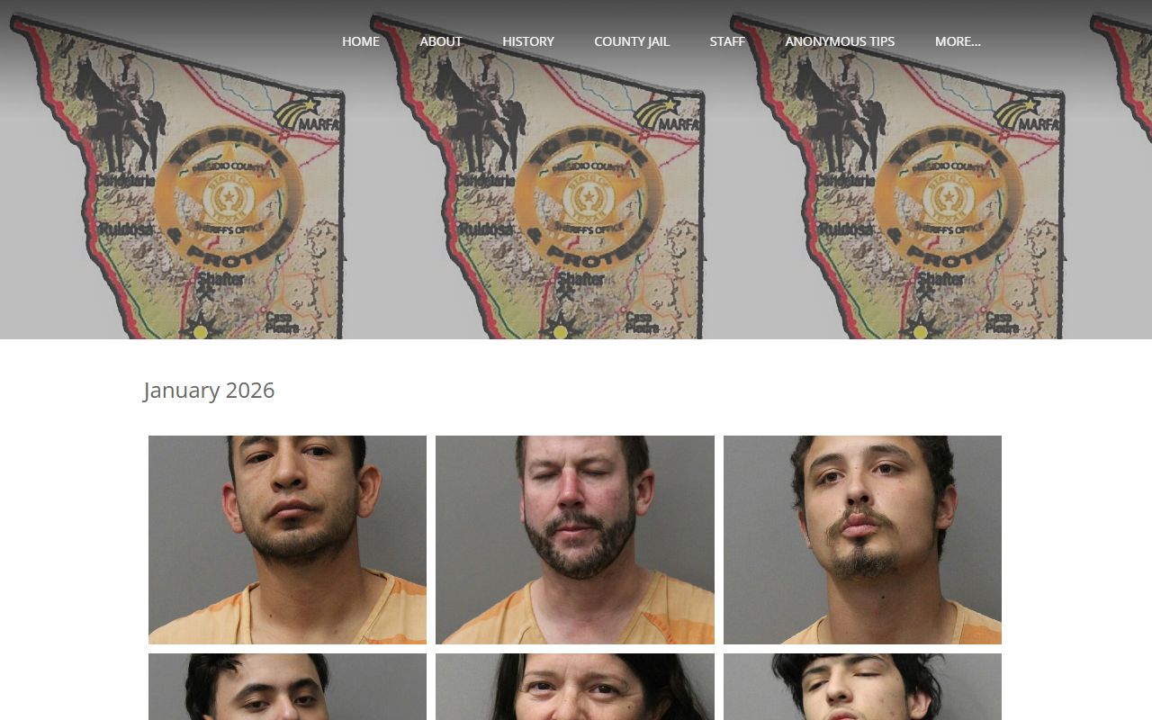 Presidio County inmate population arrest gallery with booking photos and charge captions
